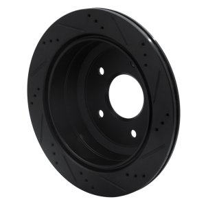 Pontiac GTO Brake Rotor (1) - Rear Left - R1 Concepts - Drilled & Slotted - Black - `05-`06